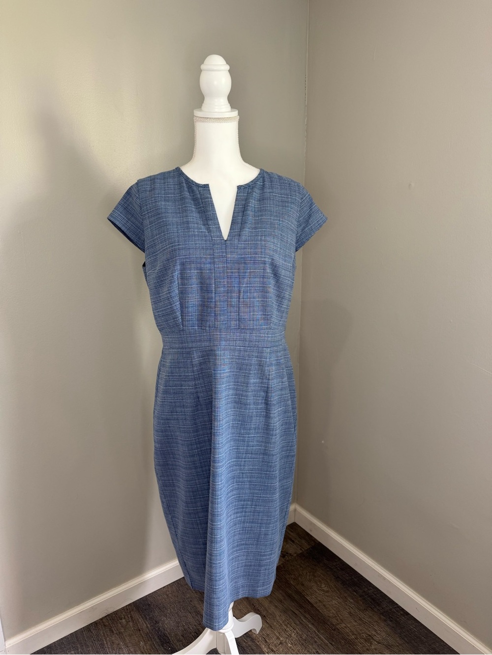 Ann Taylor Factory Classic Blue Short-Sleeve Sheath Dress